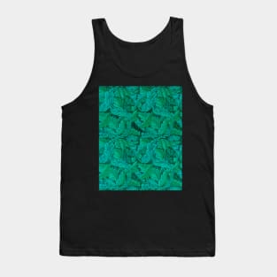 Vintage Victorian Wallpaper Remix - Turquoise Foliage Pattern Tank Top